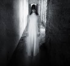 Ghostly girl in hallway representing demonic entities