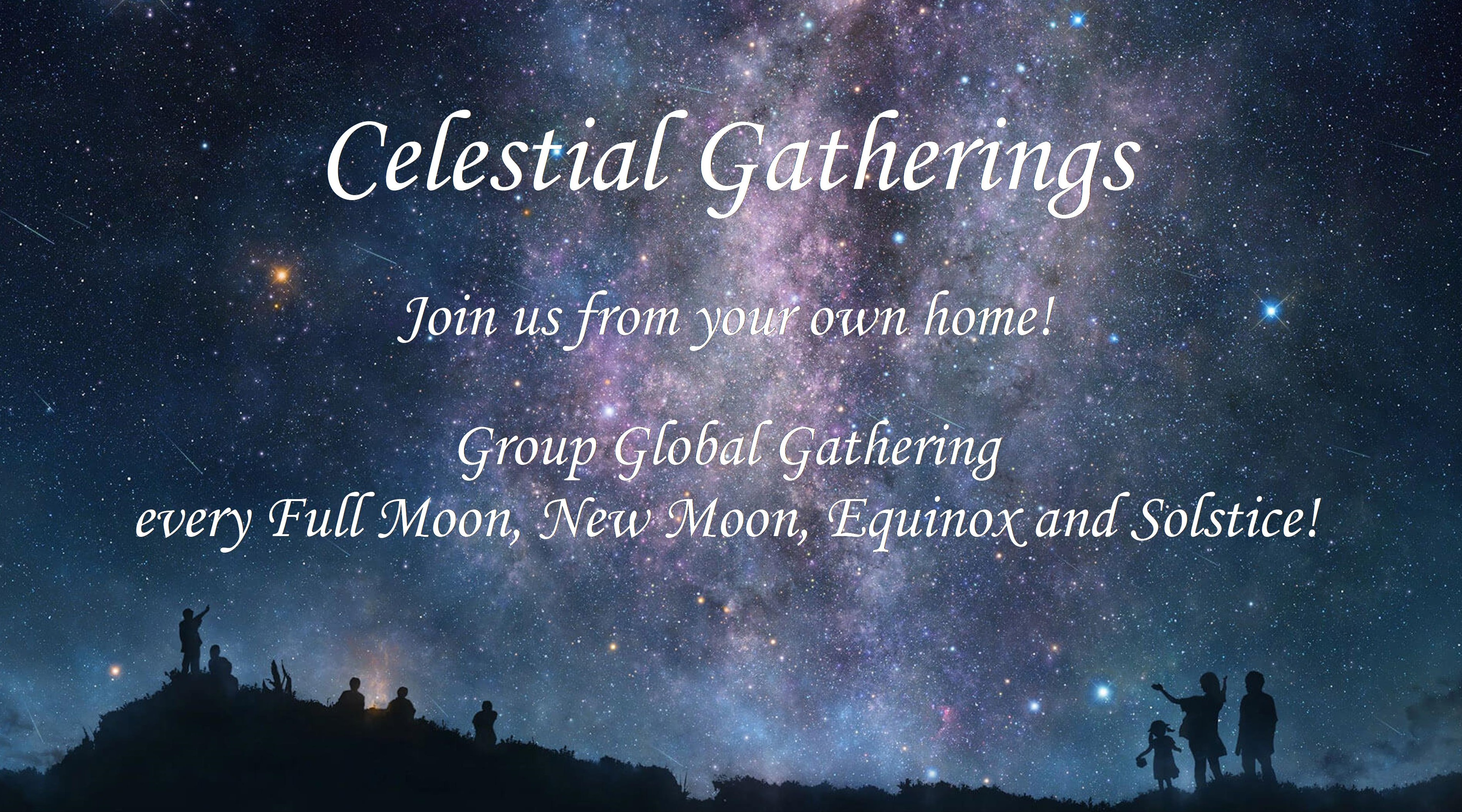 Celestial Gathering Banner with Night Sky Background